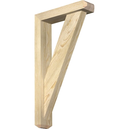 Ekena Millwork Traditional Craftsman Rough Sawn Bracket w/ Offset Brace, Douglas Fir, 4"W x 16"D x 28"H BKT0402X16X28TRA04RDF